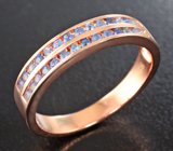 Серебряное кольцо c синими сапфирами бриллиантовой огранки