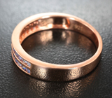 Серебряное кольцо c синими сапфирами бриллиантовой огранки