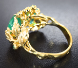 Золотое кольцо с россыпью уральских изумрудов высоких характеристик 2,72 карата и бриллиантами Золото