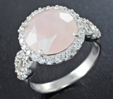 Чудесное серебряное кольцо с розовым кварцем Серебро 925