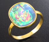 Золотое кольцо с кристаллическим эфиопским опалом 2,06 карата! Все цвета радуги Золото