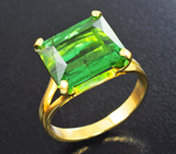 Золотое кольцо с изумрудного цвета неоновым турмалином 6,94 карата Золото