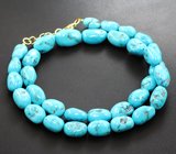 Золотое роскошное колье с крупной армянской бирюзой 266,78 карата! Потрясающий цвет Золото