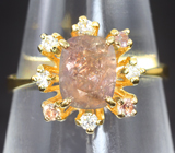 Золотое кольцо с уральскими александритами 2,09 и бриллиантами Золото