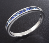 Изящное серебряное кольцо с синими сапфирами бриллиантовой огранки Серебро 925