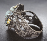 Серебряное кольцо с аквамаринами и голубыми топазами