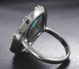 Серебряное кольцо с бирюзой 17,46 карата и синими сапфирами Серебро 925