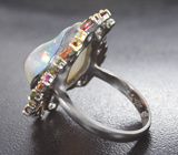 Серебряное кольцо с кристаллическим эфиопским опалом 7,55 карата и самоцветами Серебро 925