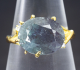 Золотое кольцо с крупным уральским александритом 4,45 карата и бриллиантами Золото