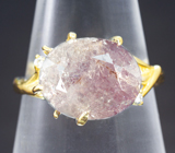 Золотое кольцо с крупным уральским александритом 4,45 карата и бриллиантами Золото