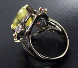 Серебряное кольцо с лимонным цитрином 20+ карат, розовыми турмалинами и аметистами Серебро 925