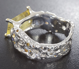 Серебряное кольцо с лимонным гелиодором и синими сапфирами Серебро 925