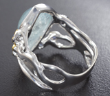 Серебряное кольцо с аквамарином и синими сапфирами Серебро 925