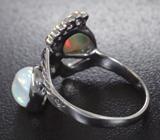 Серебряное кольцо с кристаллическими эфиопскими опалами 3,22 карата и сапфирами Серебро 925