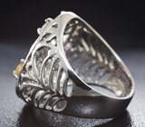 Ажурное серебряное кольцо с перидотом, аметистом, цитрином, голубыми и бесцветными топазами Серебро 925