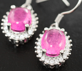 Элегантные серебряные серьги с пурпурно-розовыми сапфирами Серебро 925