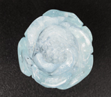 Кулон с миниатюрой «Цветок» из цельного аквамарина 53,29 карата и ограненными аквамаринами Серебро 925