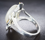 Серебряное кольцо с лунным камнем и родолитами  Серебро 925