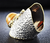Серебряное кольцо с кальцитом и мозамбикскими гранатами Серебро 925
