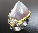 Серебряное кольцо с халцедоном и цитрином