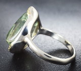 Серебряное кольцо с зеленым аметистом 12,23 карата и сапфирами Серебро 925