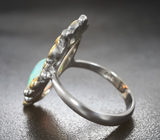 Серебряное кольцо с кристаллическим эфиопским опалом 2,23 карата и разноцветными сапфирами Серебро 925