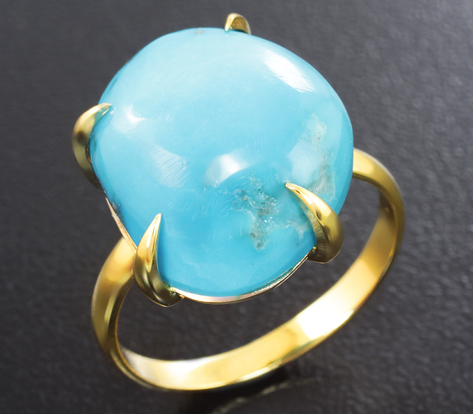 Золотое кольцо с армянской бирюзой с включениями пирита 9,72 карата