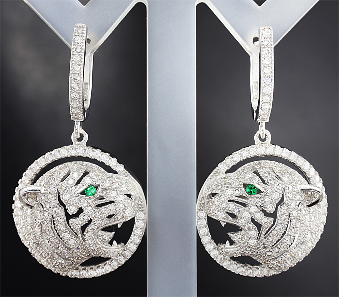 Серебряные серьги «Тигры»
