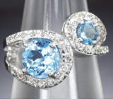 Оригинальное серебряное кольцо с голубыми топазами Серебро 925