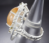 Серебряное кольцо с рутиловым кварцем и турмалинами