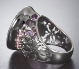Серебряное кольцо с аметистом 30+ карат и розовыми турмалинами Серебро 925