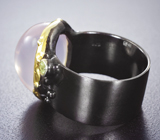 Серебряное кольцо с розовым кварцем и перидотом