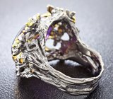 Серебряное кольцо со сливовым аметистом и сапфирами