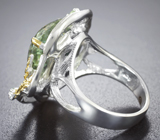 Серебряное кольцо с зеленым аметистом 8+ карат, голубым топазом, перидотами и гроссулярами гранатами Серебро 925
