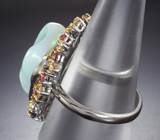 Серебряное кольцо с крупным эфиопским опалом 10,12 карата и разноцветными сапфирами Серебро 925