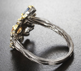 Черненое серебряное кольцо с разноцветными сапфирами Серебро 925