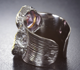 Серебряное кольцо с аметистами, синими сапфирами и родолитом