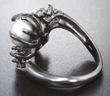 Серебряное кольцо с жемчугом и голубыми топазами Серебро 925