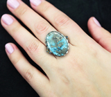Серебряное кольцо с бирюзой с включениями пирита 20,84 карата и синими сапфирами Серебро 925