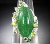 Серебряное кольцо с авантюрином 21+ карат, перидотами, турмалинами и бериллом Серебро 925