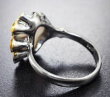 Серебряное кольцо с кристаллическим эфиопским опалом 3,35 карата, золотистыми и оранжевыми сапфирами