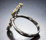 Серебряное кольцо с изумрудами высоких характеристик и желтыми сапфирами Серебро 925