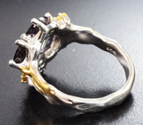 Серебряное кольцо с титановыми шпинелями 3,28 карата и желтыми сапфирами Серебро 925
