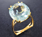 Золотое кольцо с крупным аквамарином 11,35 карата Золото