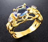 Золотое кольцо с танзанитом высокой чистоты 1,5 карата Золото