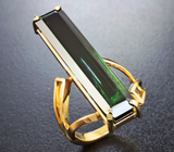 Кольцо с крупным изумрудно-зеленым турмалином 11,65 карата Золото