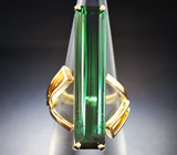 Кольцо с крупным изумрудно-зеленым турмалином 11,65 карата Золото