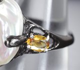 Серебряное кольцо с жемчужиной барокко и разноцветными турмалинами Серебро 925