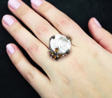 Серебряное кольцо с жемчужиной барокко и разноцветными турмалинами