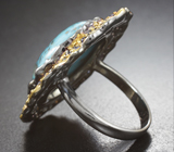 Серебряное кольцо с бирюзой 14,78 карата и синими сапфирами Серебро 925